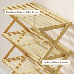 Homcom 4-Tier Bamboo Shoe Rack, Folding Shoe Shelf, Holds Up To 12 Pairs - thumbnail 7