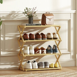Homcom 4-Tier Bamboo Shoe Rack, Folding Shoe Shelf, Holds Up To 12 Pairs - thumbnail 8