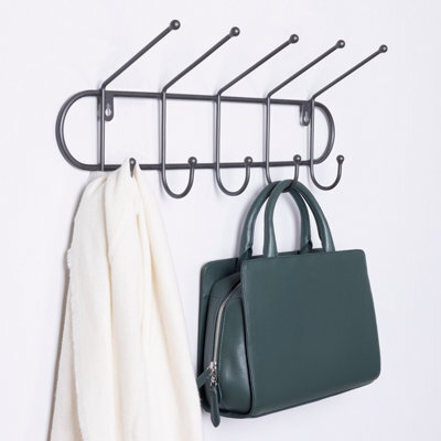 Charles Bentley Charnwood Contemporary Ten Hook Dark Grey Mounted Iron Coat Rack Inside/outside - image 1