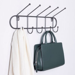 Charles Bentley Charnwood Contemporary Ten Hook Dark Grey Mounted Iron Coat Rack Inside/outside