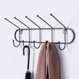 Charles Bentley Charnwood Contemporary Ten Hook Dark Grey Mounted Iron Coat Rack Inside/outside - thumbnail 2