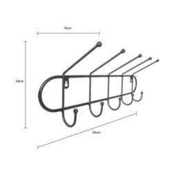 Charles Bentley Charnwood Contemporary Ten Hook Dark Grey Mounted Iron Coat Rack Inside/outside - thumbnail 5