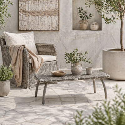 Wyld Haus Kedo Grey Rattan-Effect Rectangular Outdoor Coffee Table L90 X D50 X H35 Cm - image 1