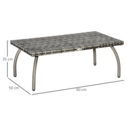 Wyld Haus Kedo Grey Rattan-Effect Rectangular Outdoor Coffee Table L90 X D50 X H35 Cm - thumbnail 3