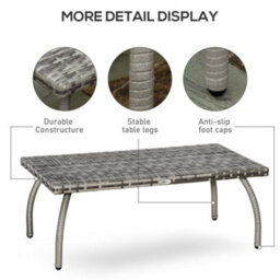 Wyld Haus Kedo Grey Rattan-Effect Rectangular Outdoor Coffee Table L90 X D50 X H35 Cm - thumbnail 6