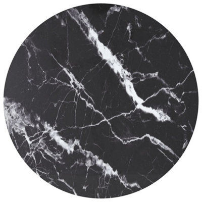 Berkfield Table Top Black Radius 90X1 Cm Tempered Glass With Marble Design - image 1