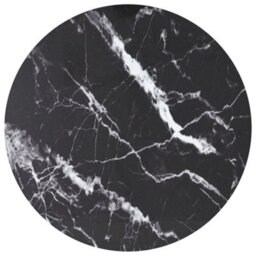 Berkfield Table Top Black Radius 90X1 Cm Tempered Glass With Marble Design - thumbnail 1