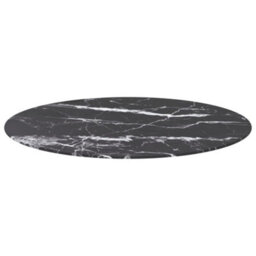 Berkfield Table Top Black Radius 90X1 Cm Tempered Glass With Marble Design - thumbnail 2