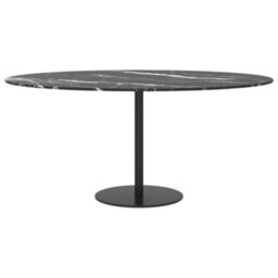 Berkfield Table Top Black Radius 90X1 Cm Tempered Glass With Marble Design - thumbnail 3