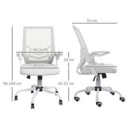 Vinsetto Mesh Swivel Office Chair Task Computer Chair W/ Lumbar Support, White - thumbnail 3