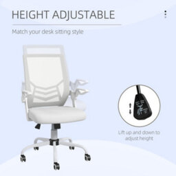 Vinsetto Mesh Swivel Office Chair Task Computer Chair W/ Lumbar Support, White - thumbnail 4