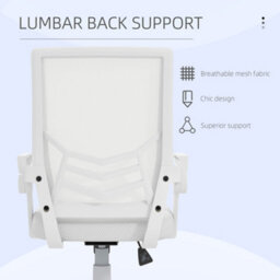 Vinsetto Mesh Swivel Office Chair Task Computer Chair W/ Lumbar Support, White - thumbnail 6