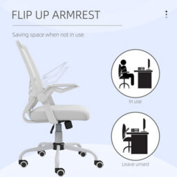 Vinsetto Mesh Swivel Office Chair Task Computer Chair W/ Lumbar Support, White - thumbnail 7