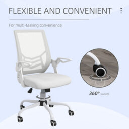 Vinsetto Mesh Swivel Office Chair Task Computer Chair W/ Lumbar Support, White - thumbnail 8