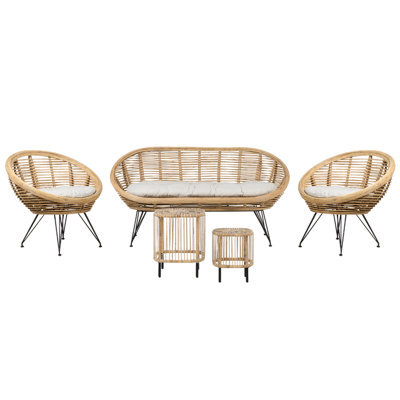 Beliani Garden Lounge Set With Table 4 Seater Maratea/cesenatico Rattan Natural - image 1