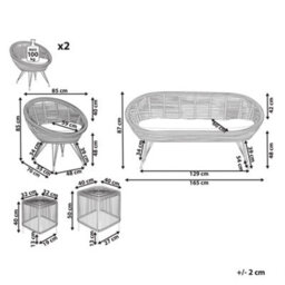 Beliani Garden Lounge Set With Table 4 Seater Maratea/cesenatico Rattan Natural - thumbnail 3