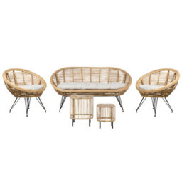 Beliani Garden Lounge Set With Table 4 Seater Maratea/cesenatico Rattan Natural - thumbnail 1