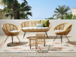 Beliani Garden Lounge Set With Table 4 Seater Maratea/cesenatico Rattan Natural - thumbnail 2