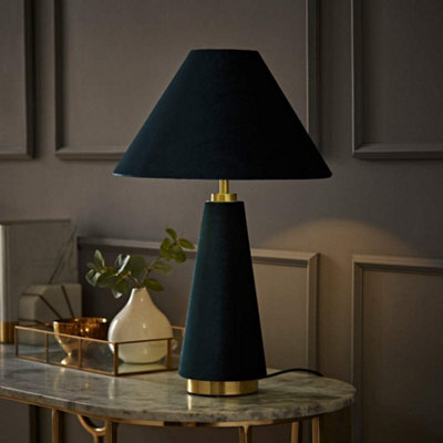 Valuelights Martha Conical Teal Velvet Table Lamp - image 1