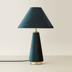 Valuelights Martha Conical Teal Velvet Table Lamp - thumbnail 3