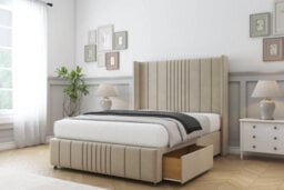 "Sloomy Hargrave Almond Coniston Divan Bed Set No Drawers With 54"" Wingback & 12"" Footboard 2'6 Small Single" - thumbnail 3