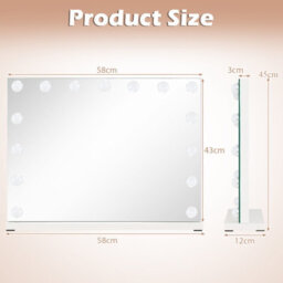 Gainoom 58 X 43 Cm Hollywood Vanity Mirror Lighted Mirror With 3 Light Colors & Adjustable Brightness White - thumbnail 2