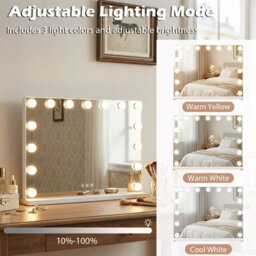 Gainoom 58 X 43 Cm Hollywood Vanity Mirror Lighted Mirror With 3 Light Colors & Adjustable Brightness White - thumbnail 6