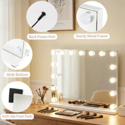 Gainoom 58 X 43 Cm Hollywood Vanity Mirror Lighted Mirror With 3 Light Colors & Adjustable Brightness White - thumbnail 9