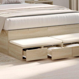 Berkfield Bed Drawers Sonoma Oak 120X36.5X16.5 Cm Engineered Wood - thumbnail 4