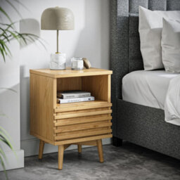Kari Light Oak Slim Bedside Table - By Roseland Furniture - thumbnail 2