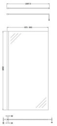Balterley Drakelow 8mm Toughened Safety Glass Wetroom Screen With Support Bar: 1000mm X 1850mm, Brushed Brass - thumbnail 6