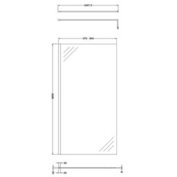 Balterley Drakelow 8mm Toughened Safety Glass Wetroom Screen With Support Bar: 1000mm X 1850mm, Brushed Brass - thumbnail 2