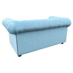 Chesterfield 2 Seater Sofa Settee Velluto Duck Egg Blue Fabric In Classic Style - thumbnail 8
