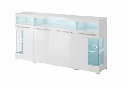 Arte Chic White India 42 Display Cabinet, 4 Doors (2 Glass), Open & Closed Storage, H920mm W1820mm D390mm - image 1