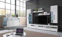 Arte Chic White India 42 Display Cabinet, 4 Doors (2 Glass), Open & Closed Storage, H920mm W1820mm D390mm - thumbnail 4