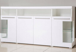 Arte Chic White India 42 Display Cabinet, 4 Doors (2 Glass), Open & Closed Storage, H920mm W1820mm D390mm - thumbnail 2