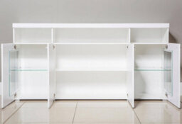 Arte Chic White India 42 Display Cabinet, 4 Doors (2 Glass), Open & Closed Storage, H920mm W1820mm D390mm - thumbnail 3