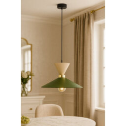 Luminosa Lighting Luminosa Amaris Dome Pendant Ceiling Light Beige Green 1X E27 - thumbnail 2