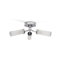 Valuelights Canya Chrome Ip44 Bathroom 3 Way Reeded Glass Flush Ceiling Light With Led Bulbs - thumbnail 4