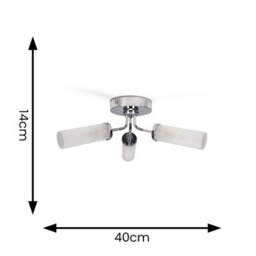 Valuelights Canya Chrome Ip44 Bathroom 3 Way Reeded Glass Flush Ceiling Light With Led Bulbs - thumbnail 6