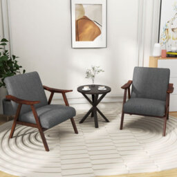 Gainoom Modern Grey Accent Chair Ergonomic Leisure Chair Upholstered Lounge Chair - thumbnail 9