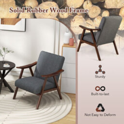 Gainoom Modern Grey Accent Chair Ergonomic Leisure Chair Upholstered Lounge Chair - thumbnail 6