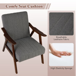 Gainoom Modern Grey Accent Chair Ergonomic Leisure Chair Upholstered Lounge Chair - thumbnail 5