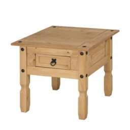 Mercers Furniture Corona 1 Drawer Lamp Table Coffee End Unit Solid Wood Pine With Mexican Styling Wooden