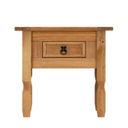 Mercers Furniture Corona 1 Drawer Lamp Table Coffee End Unit Solid Wood Pine With Mexican Styling Wooden - thumbnail 2