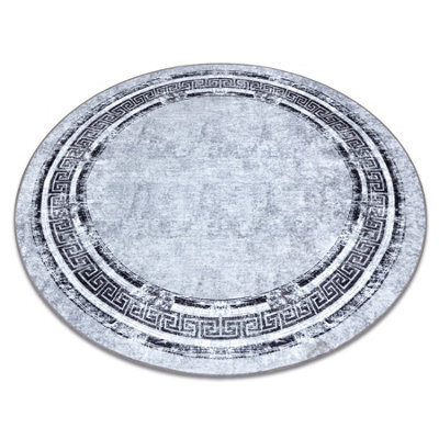 RugsX Miro 51254.802 Circle Washing Carpet Marble, Greek Anti-Slip - Grey /   Circle 120 Cm - image 1