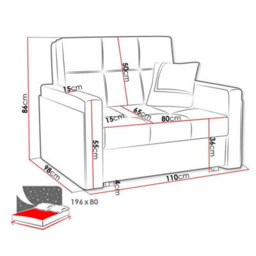 Viva Mel I Living Room Sofa Bed With Sleeping Function Storage Compartment Wooden Legs 110X98X86Cm Grey And Light Grey - thumbnail 6