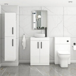 Royal Bathrooms Turin 800mm Freestanding Bathroom Vanity Unit With Sink 2 Door Gloss White & Milan Countertop Basin - thumbnail 3