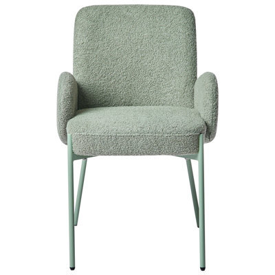 Wyld And Coco Novaliving Dining Chair In Light Green Boucle With Powder-Coated Iron Frame - Retro - image 1
