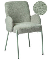 Wyld And Coco Novaliving Dining Chair In Light Green Boucle With Powder-Coated Iron Frame - Retro - thumbnail 3